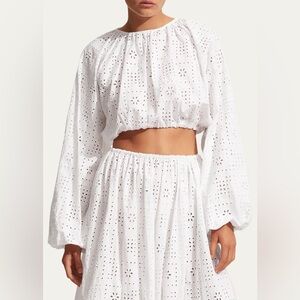 NWT💕 MATTEAU Crochet Broderie Blouson Cropped Blouse